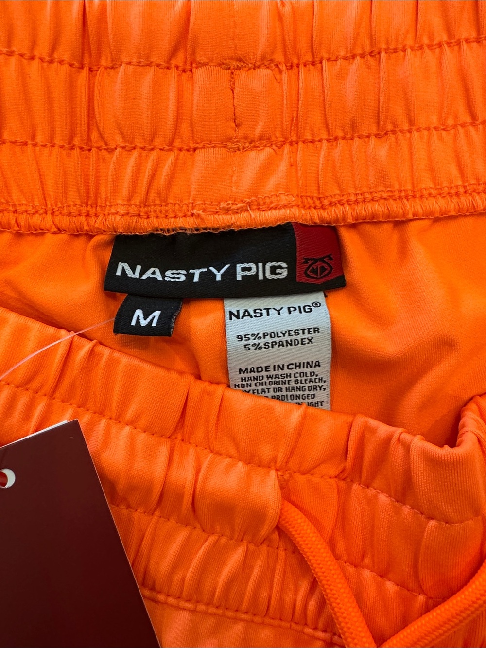 NWT Nasty Pig Men’s Bright Orange Athletic Shorts with Black Side Panels - Picture 2 of 6